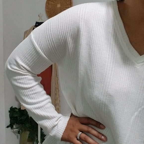 BRIGHTER DAYS WHITE WAFFLE KNIT TOP - Picture 8 of 12